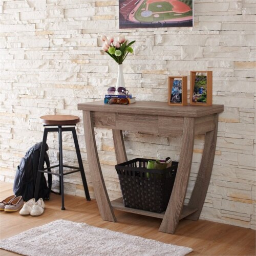 Furniture of America Quaint Modern Wood 1-Drawer Console Table in Light Oak Perspective: back