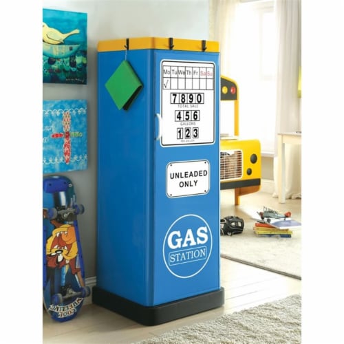 Furniture of America Mars Contemporary Metal 2-Shelf Kids Closet in Blue Perspective: back