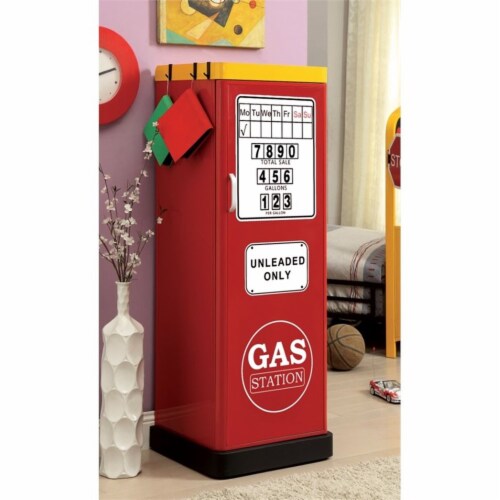 Furniture of America Mars Contemporary Metal 2-Shelf Kids Closet in Red Perspective: back