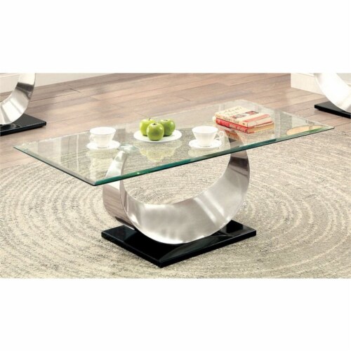 Furniture of America Suse Contemporary Metal 3-Piece Coffee Table Set in Silver Perspective: back