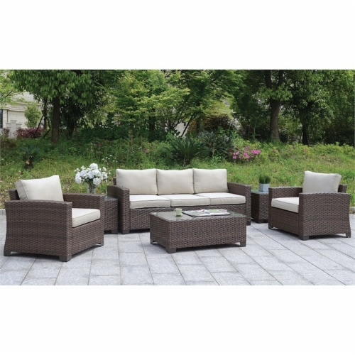 Condor Glass Top Patio End Table in Brown - Furniture of America Perspective: back