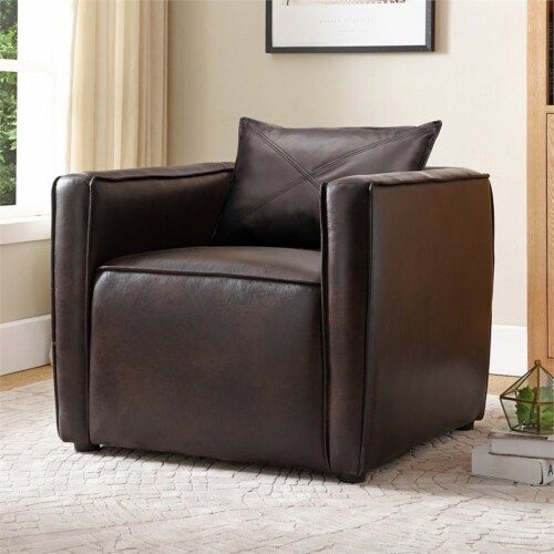 Furniture of America Charlie Modern Vinyl Upholstered Accent Chair in Brown Perspective: back
