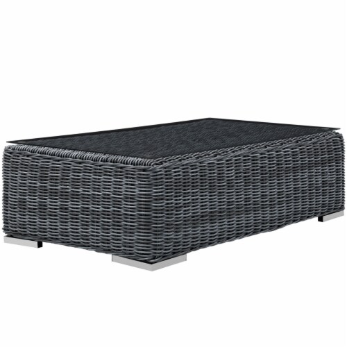 Summon Outdoor Patio Glass Top Coffee Table - Gray Perspective: back