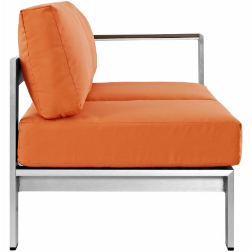 Shore Right-Arm Corner Sectional Outdoor Patio Aluminum Loveseat - Silver Orange Perspective: back