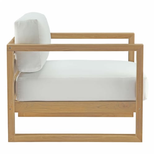 Upland Outdoor Patio Teak Armchair - Natural White Perspective: back