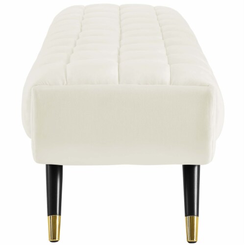 Adept Upholstered Velvet Bench - Ivory Perspective: back