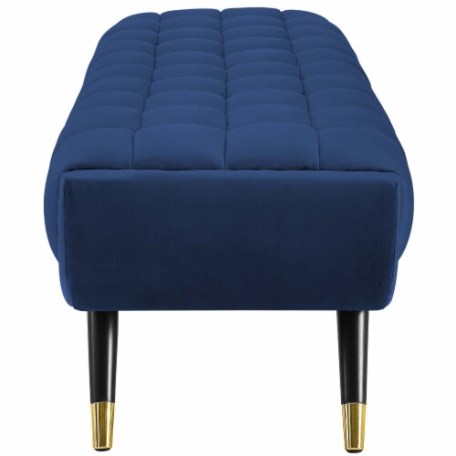 Adept Upholstered Velvet Bench - Midnight Blue Perspective: back