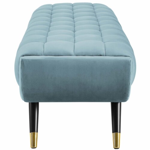 Adept Upholstered Velvet Bench - Sea Blue Perspective: back