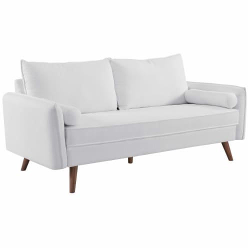 Revive Upholstered Fabric Sofa - White Perspective: back