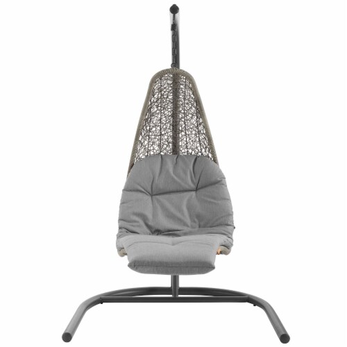Landscape Hanging Chaise Lounge Outdoor Patio Swing Chair - Light Gray Gray Perspective: back