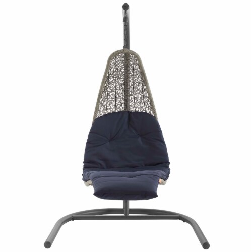Landscape Hanging Chaise Lounge Outdoor Patio Swing Chair - Light Gray Navy Perspective: back