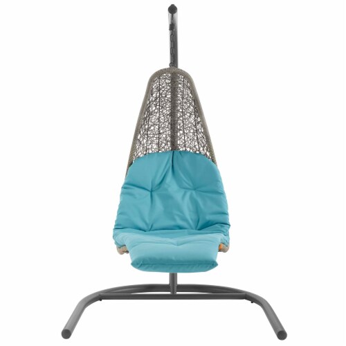Landscape Hanging Chaise Lounge Outdoor Patio Swing Chair - Light Gray Turquoise Perspective: back