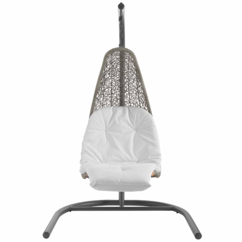 Landscape Hanging Chaise Lounge Outdoor Patio Swing Chair - Light Gray White Perspective: back