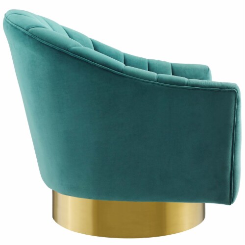 Buoyant Vertical Channel Tufted Accent Lounge Performance Velvet Swivel Chair Perspective: back