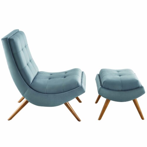 Ramp Upholstered Performance Velvet Lounge Chair and Ottoman Set Perspective: back