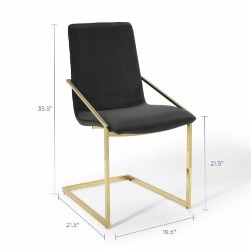Pitch Performance Velvet Dining Armchair Gold Black Perspective: back