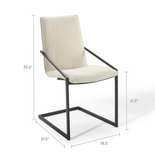 Pitch Upholstered Fabric Dining Armchair Black Beige Perspective: back