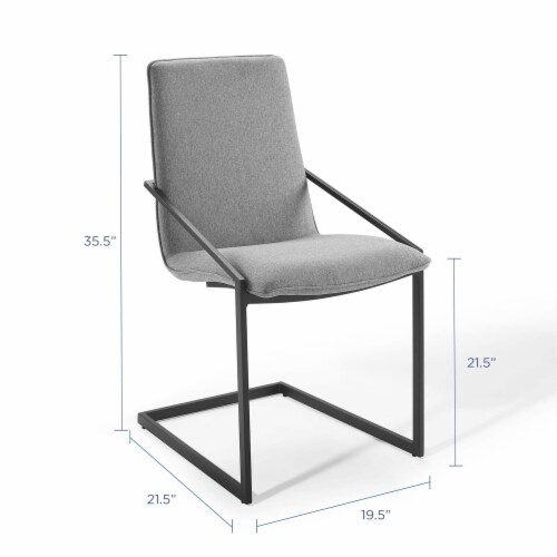 Pitch Upholstered Fabric Dining Armchair Black Light Gray Perspective: back