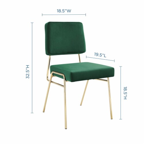 Craft Performance Velvet Dining Side Chair Gold Green Perspective: back