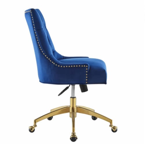 Blue velvet office chair sales with gold legs