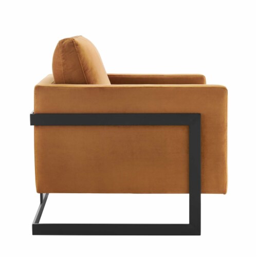 Posse Performance Velvet Accent Chair Black Cognac Perspective: back