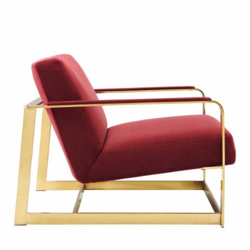 Seg Performance Velvet Accent Chair Gold Maroon Perspective: back