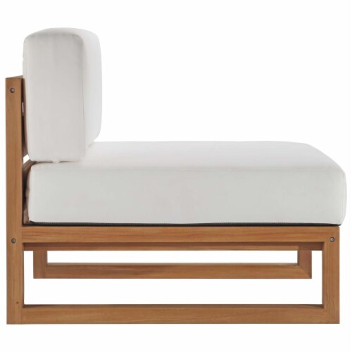 Upland Outdoor Patio Teak Wood Armless Chair, Natural White Perspective: back