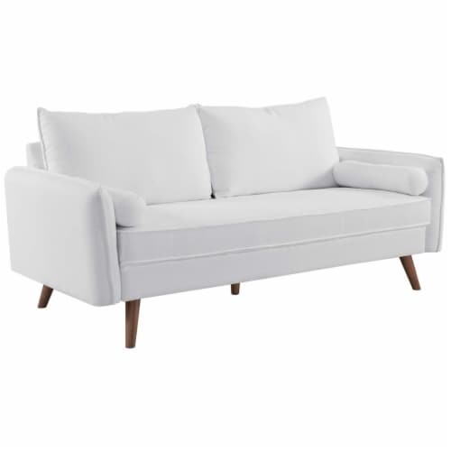Revive Upholstered Fabric Sofa and Loveseat Set White Perspective: back
