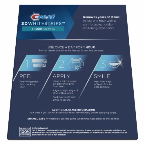 Crest 3D White Whitestrips 1 Hour Express Teeth Whitening Kit, 7 Treatments Perspective: back