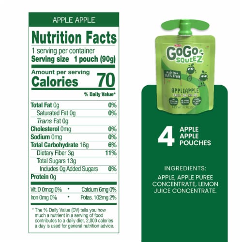 GoGo SqueeZ® Apple Apple Applesauce Pouches Perspective: back