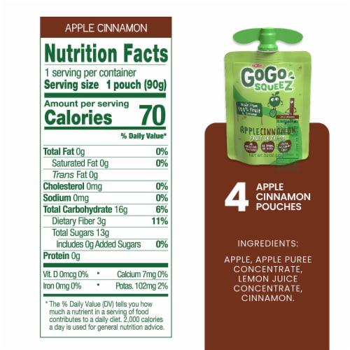 GoGo squeez Apple Cinnamon Applesauce Perspective: back