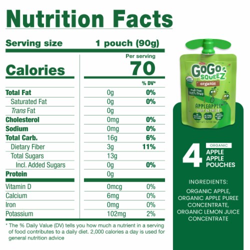 GoGo squeeZ Organic Applesauce Pouches Perspective: back
