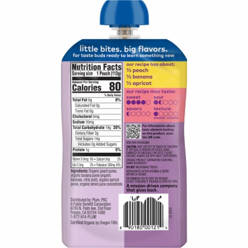 Plum Organics® Peach Banana & Apricot Stage 2 Baby Food Pouch Perspective: back