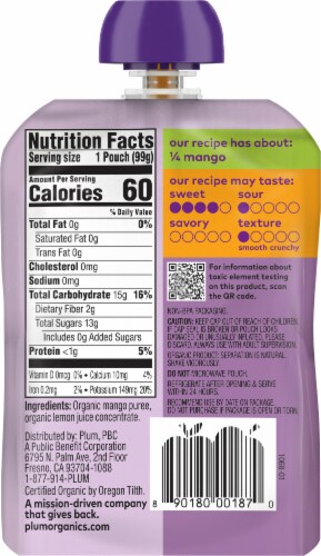 Plum Organics® Stage 1 Just® Mangos Organic Baby Food Pouch Perspective: back