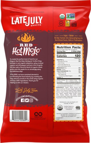 Late July Snacks Organic Whole Grain Tortilla Chips Gluten Free Red Hot Mojo Perspective: back
