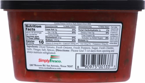 Cocina Fresca Cantina Style Mild Sweet Onion Salsa Perspective: back