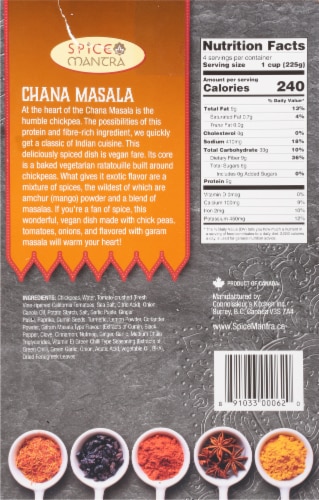 Spice Mantra Chana Masala Frozen Meal Perspective: back