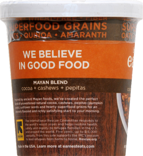Earnest Eats Hot And Fit  Cereal Cup Mayan Blend Perspective: back