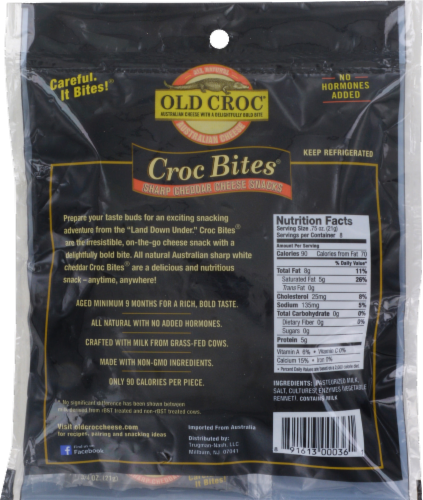 Old Croc Bites Sharp Cheddar Cheese Snacks Perspective: back