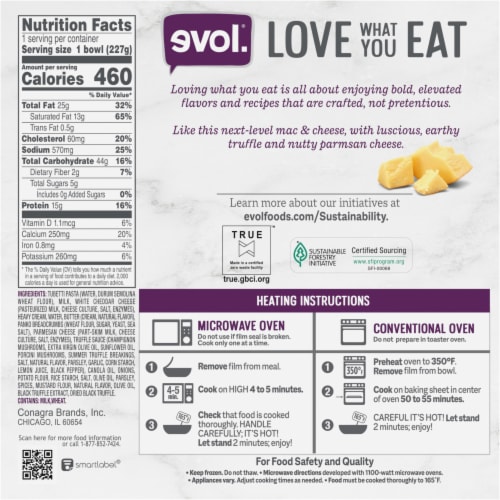 Evol® Bowl Truffle Parmesan Mac & Cheese Frozen Meal Perspective: back