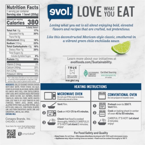evol. Chicken Enchilada Bake Frozen Meal Perspective: back