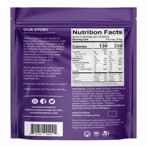 Pan's Mushroom Zesty Thai Jerky Perspective: back