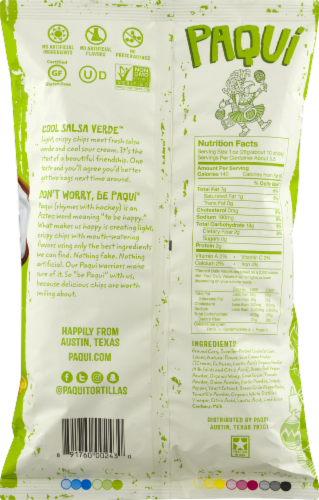Paqui® Cool Salsa Verde Tortilla Chip Perspective: back