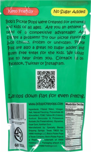 Bob's Original Dill Flavor Pickle Pops Perspective: back