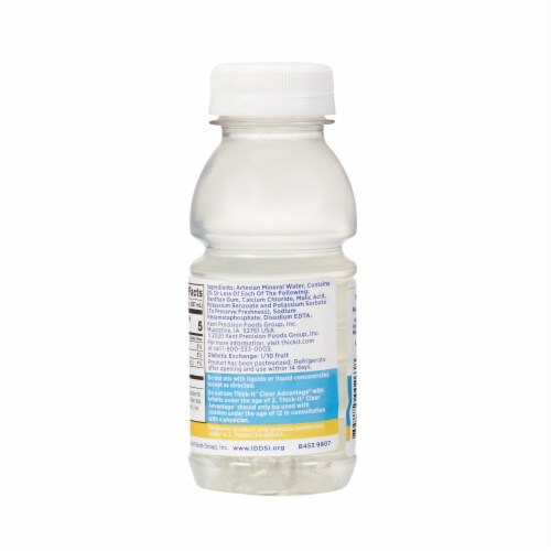 Thick-It Clear Advantage Thickened Water Unflavored 8 oz Bottle Perspective: back