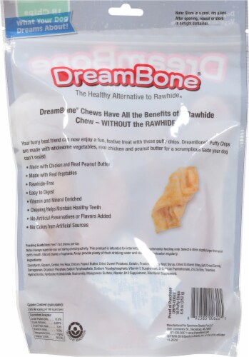 DreamBone® Peanut Butter Rawhide Puffy Chips Perspective: back