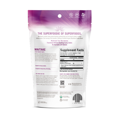 OM Organic Mushroom Nutrition Supplement Powder - Maitake Perspective: back