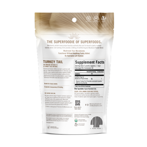 OM  Organic Mushroom Nutrition Supplement Powder - Turkey Tail Perspective: back
