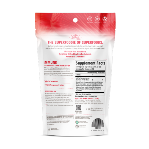 OM  Organic Mushroom Nutrition Supplement Powder - Immune Perspective: back