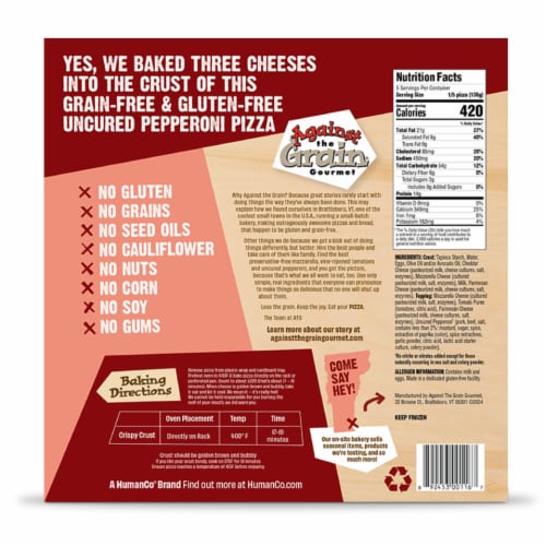 Against the Grain® Gourmet Gluten Free Pepperoni Frozen Pizza Perspective: back